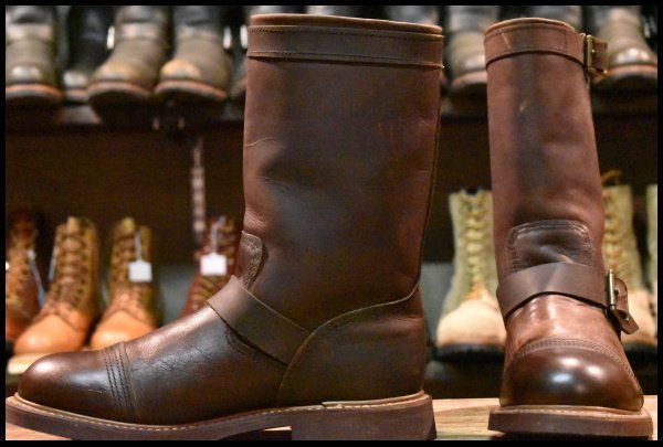 9 D 11年 レッドウィング 8121 エンジニア アイアンスミス アンバーハーネスプルアップレザー 茶 ブーツ redwing FK 199