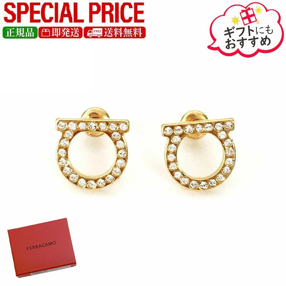 新品 FERRAGAMO フェラガモ 76 0122 696573 GOLD/CRYSTAL クリスタル