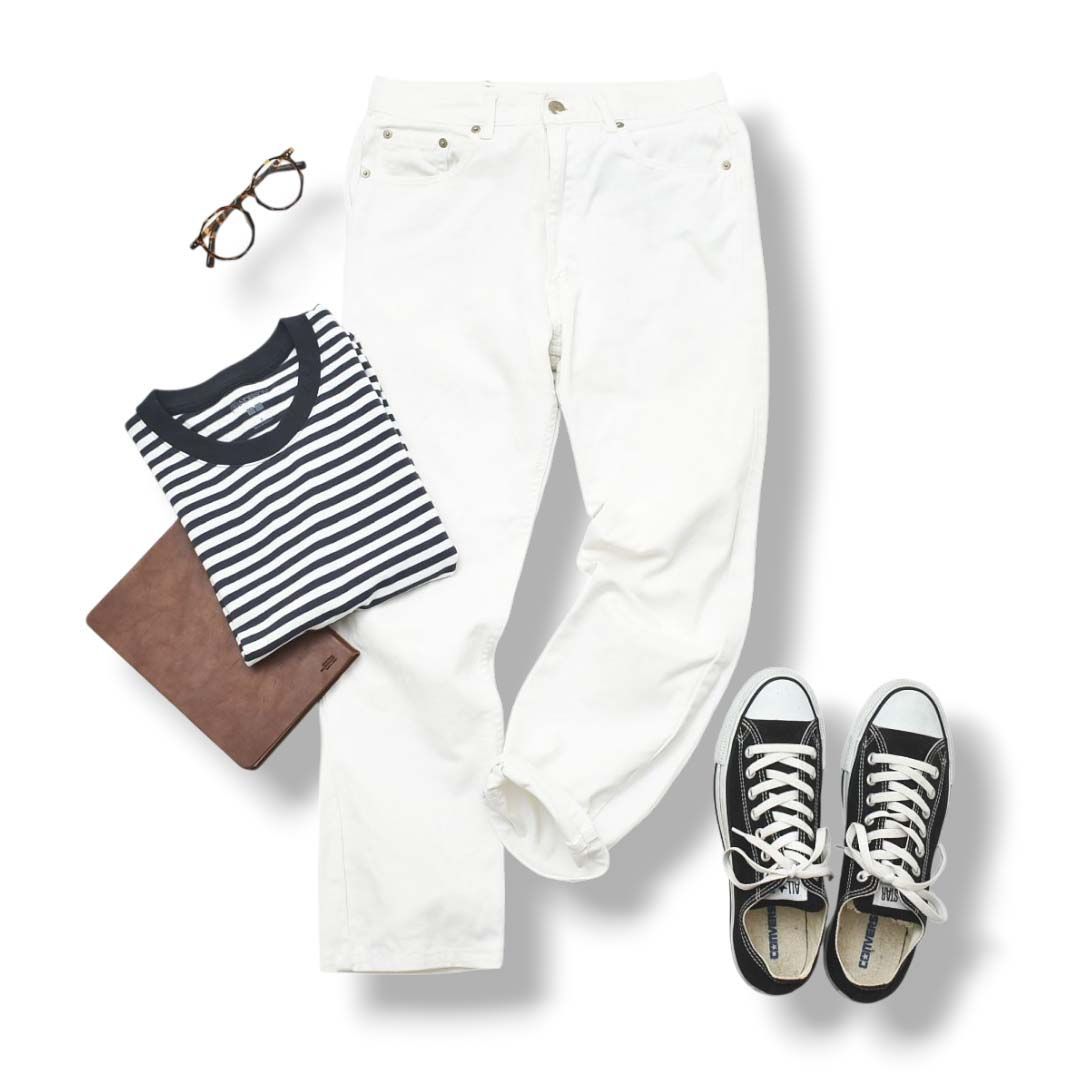 ラルフローレン Polo RALPH LAUREN カントリー COUNTRY テーパード デニム ジーンズ パンツ 9 ホワイト メンズ レディース コットン カジュアル トラッド ♪