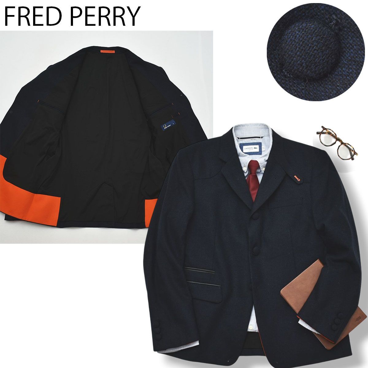 美品】 【希少デザイン】 フレッドペリー FRED PERRY シングル 段返り