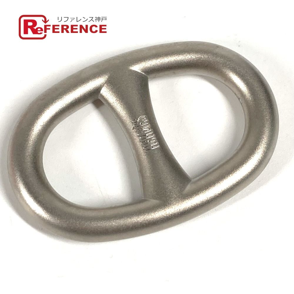 HERMES エルメス スカーフリング シェーヌダンクル ロゴ メタル マットシルバー系