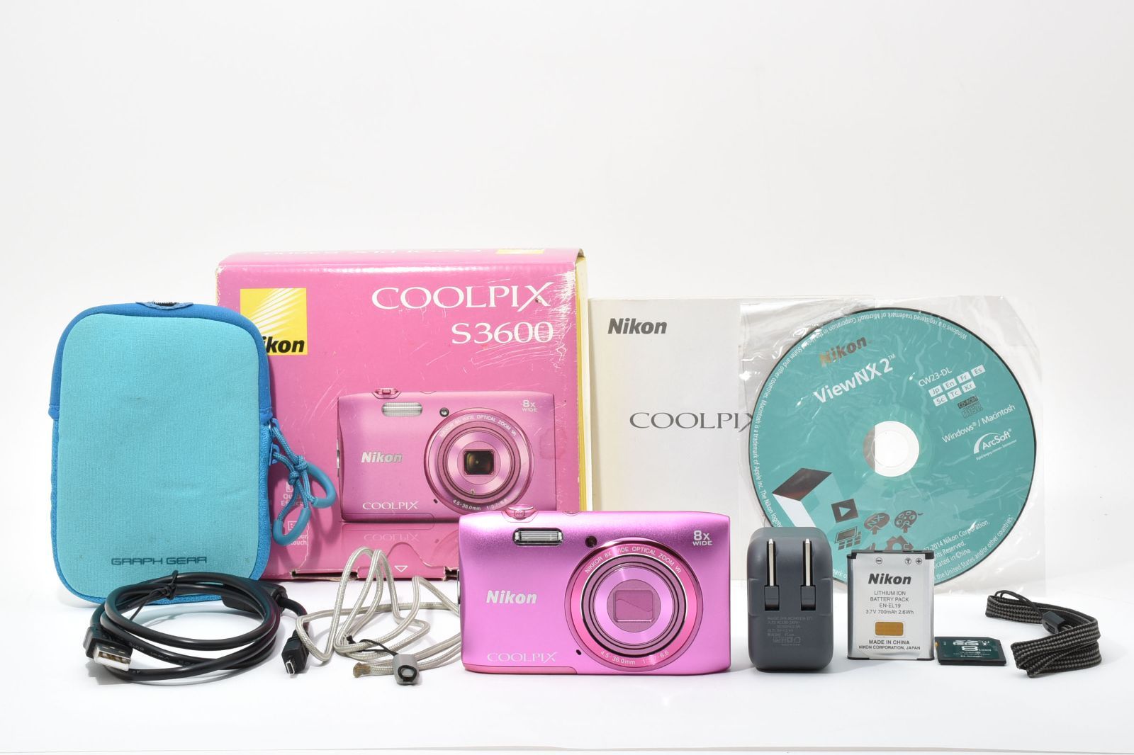 Nikon ニコン COOLPIX S 3600 アザ ピンク