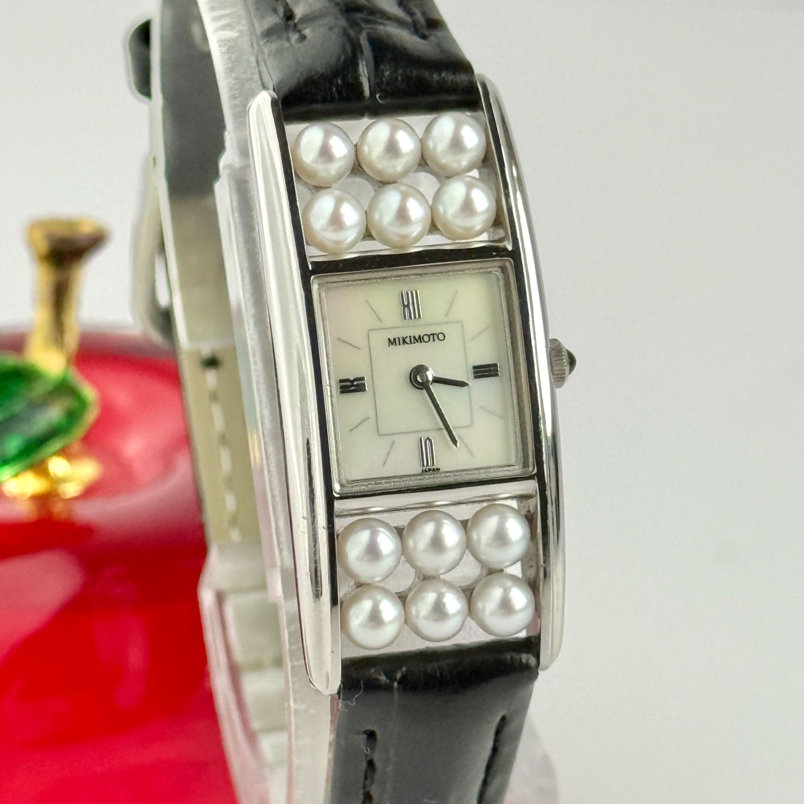 ミキモト シェル 12Pパール 新品ベルト 新品電池 レディース 腕時計