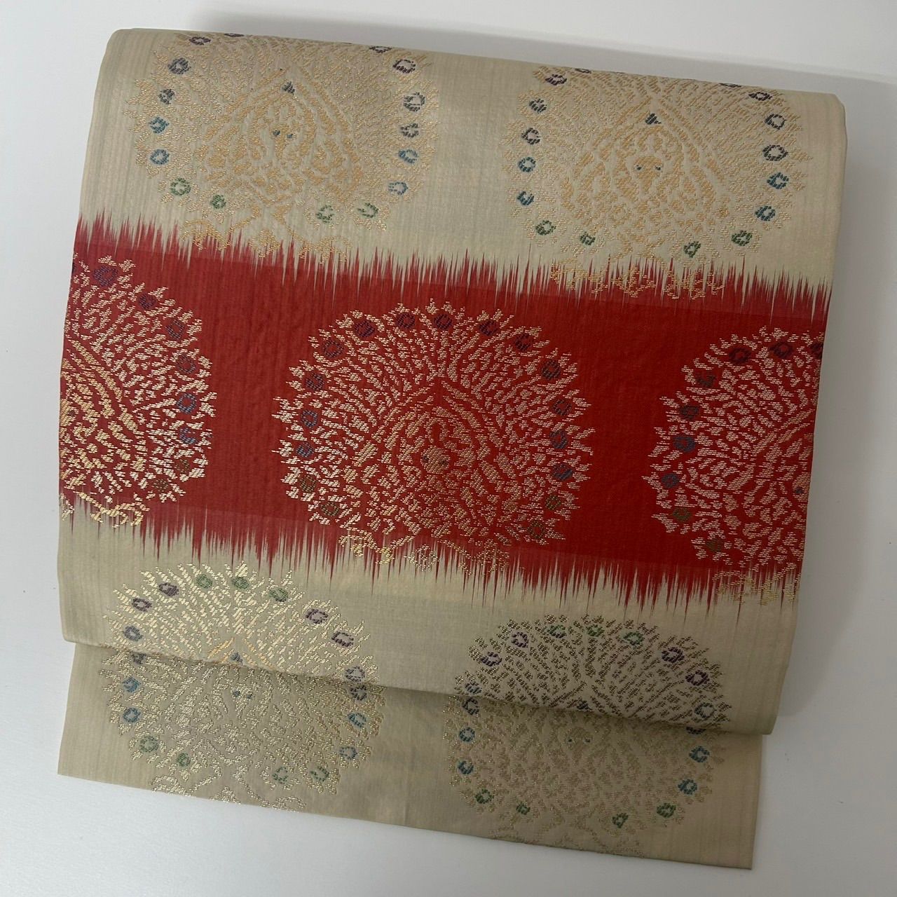 名古屋帯 正絹 金糸織り込み 孔雀 九寸 MA-1591 - メルカリ