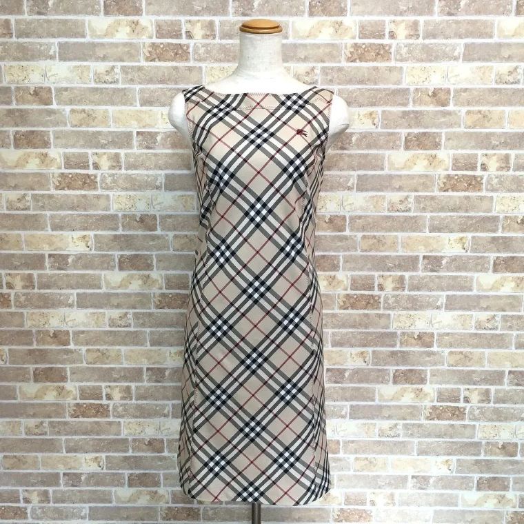 み ワンピース ベージュ 36 ノバチェック ブルーレーベル 514