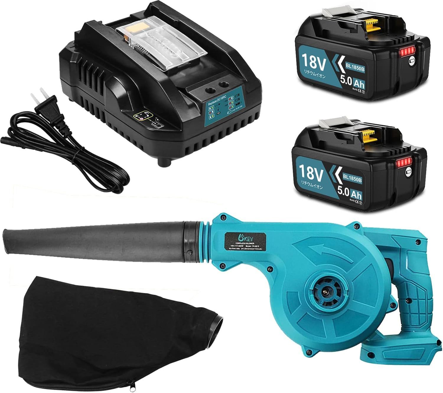 6 KEY コードレスブロワー 18 Vバッテリー 充電器付き VANKO ブロワー 充電式ブロワー YN-8010 軽量化 トリガー風量調整 310 v 29