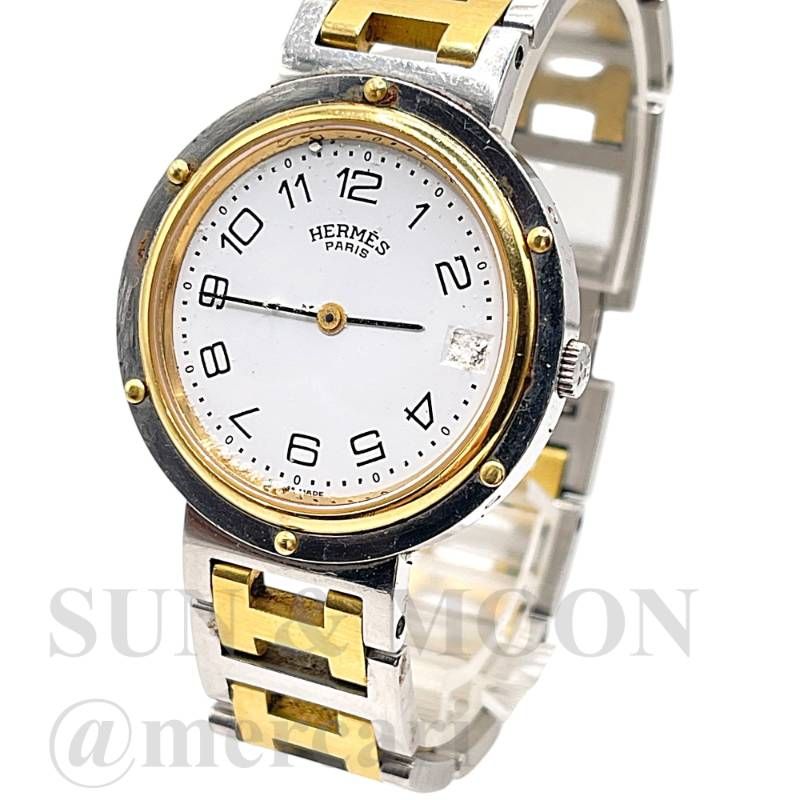HERMES クリッパー 稼動品 稼動 HERMES エルメス クリッパー ボーイズ クオーツ コンビカラー H