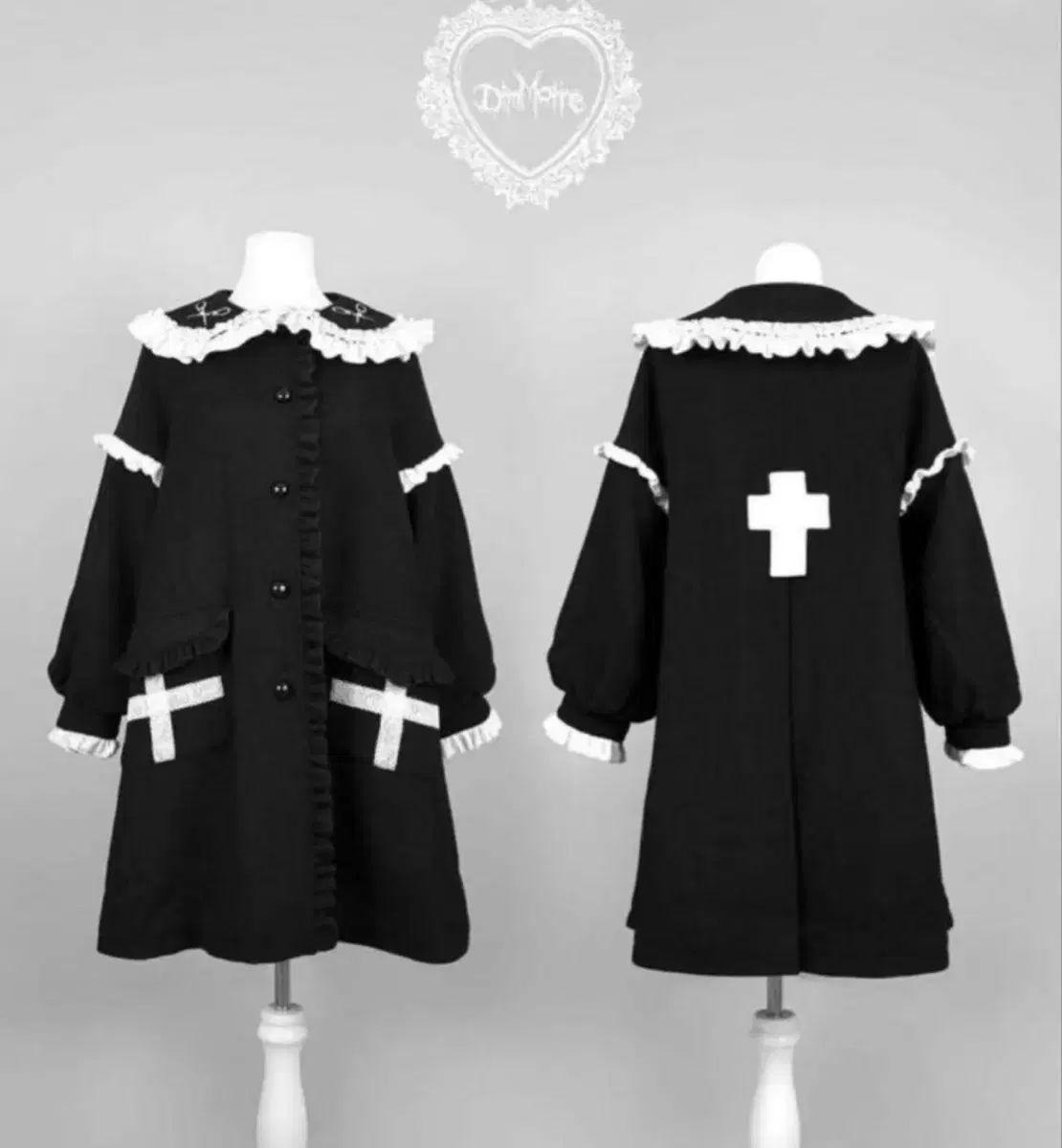 딤모아르 十字架の誓い コート ブラック-白