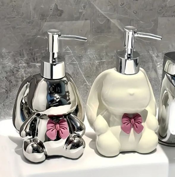 プディスペンサー プッシュポンプボトル ハンドサニタイザーボトル 詰め替えボトル ウサギ ローションボトル