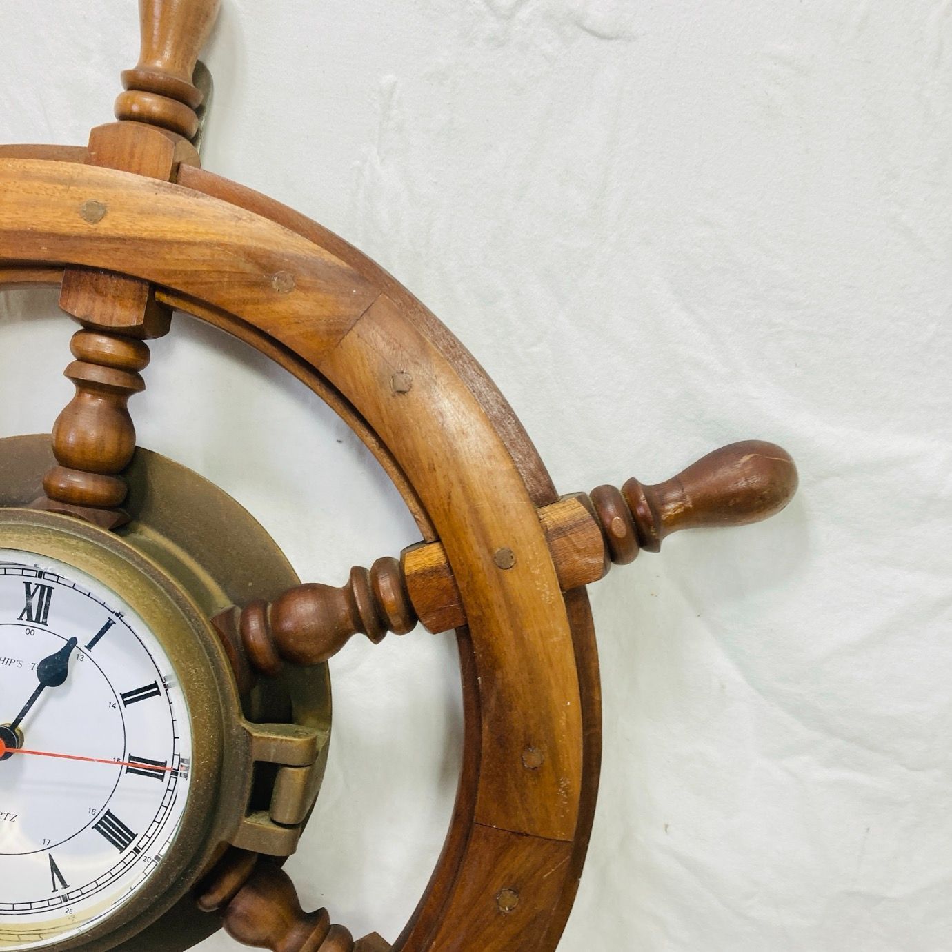 5.6kg SHIP'S TIME 希少 アンティーク時計 船舵輪型 操舵輪 壁掛け時計