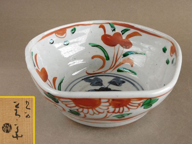 須田 菁華 呉須 赤絵風 五角 小鉢 - メルカリ