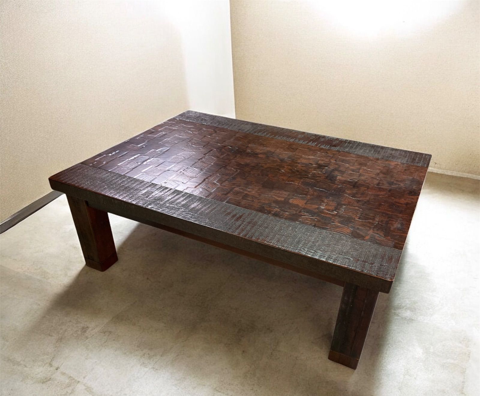 木製 生産品 家具調コタツ ダークブラウン 幅約120 cm 奥行約90 ローテーブル 一枚板 和室