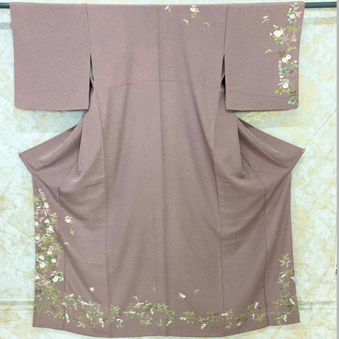 kimono one kimonoarisa 友禅の素敵な附下訪問着 袷 広襟 裄長 ロング 作家物 裄67.5肩丈168