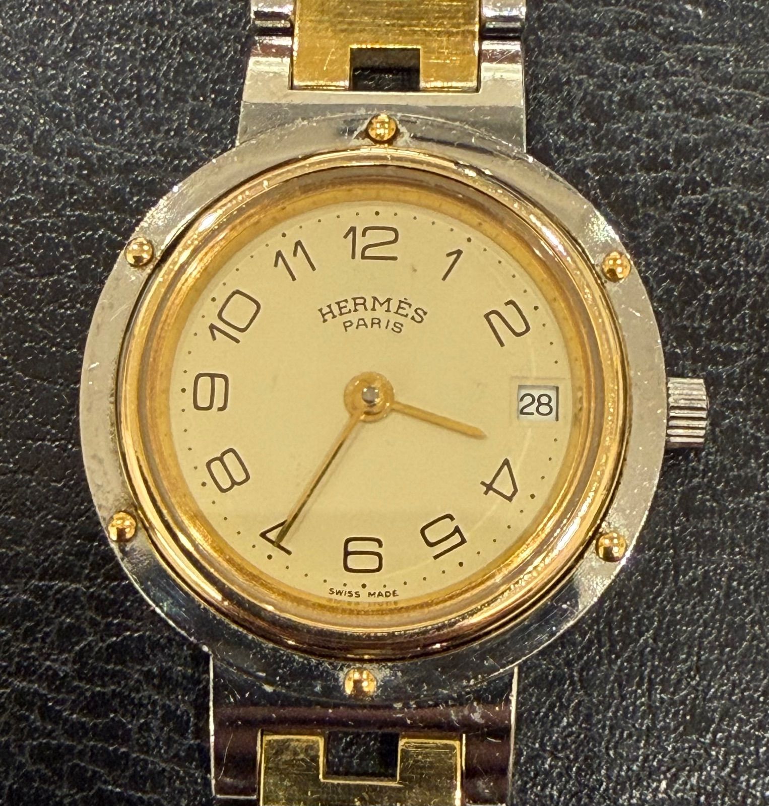 NA04907 HERMES エルメス クリッパー レディース 腕時計 アイボリー 