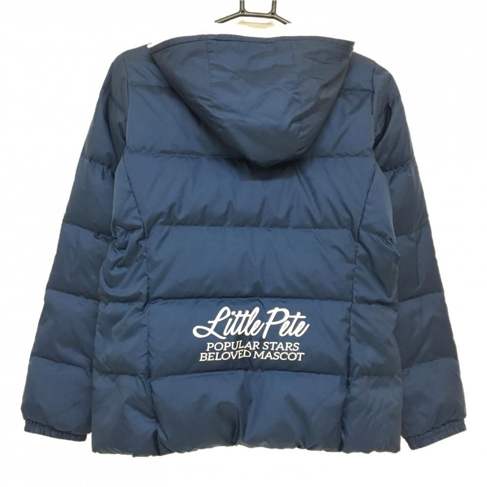 マンシングウェア フード付きダウンジャケット ネイビー×白 フード内側