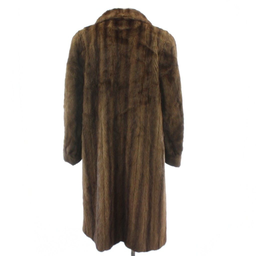 ノーブランド ファーコート ロング丈 ミンクファー 毛皮 ブラウン /PP