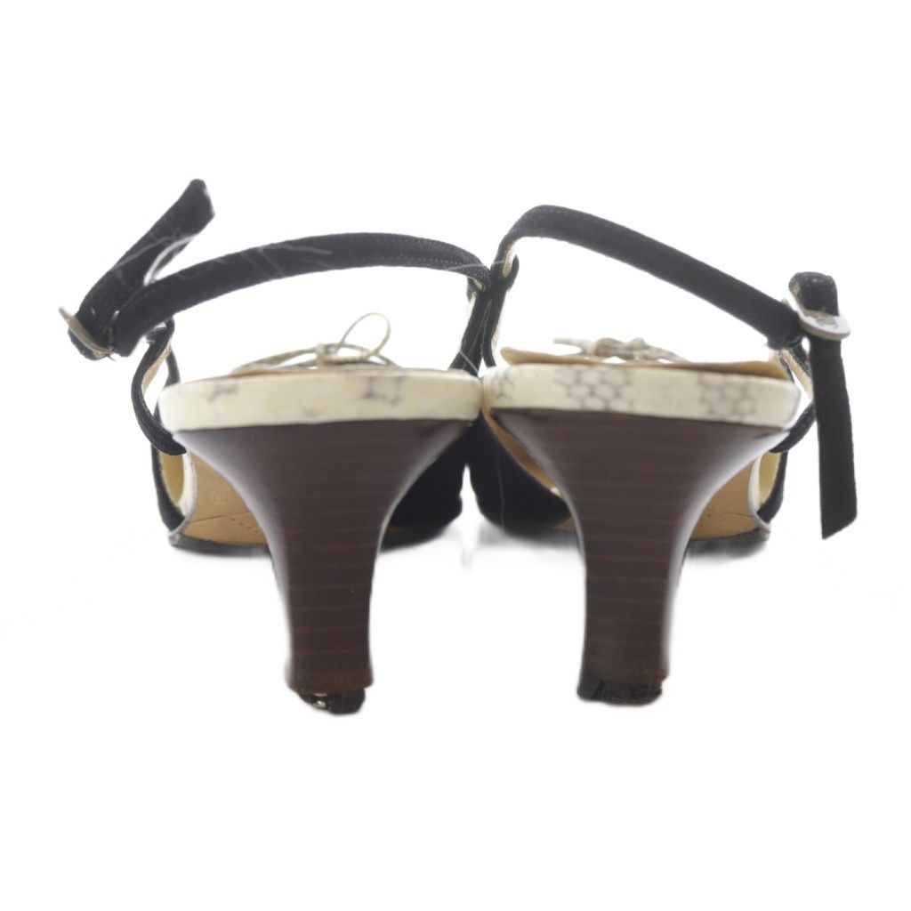 シャネル CHANEL サンダル ストラップ スエード 36.5 黒 ベージュ