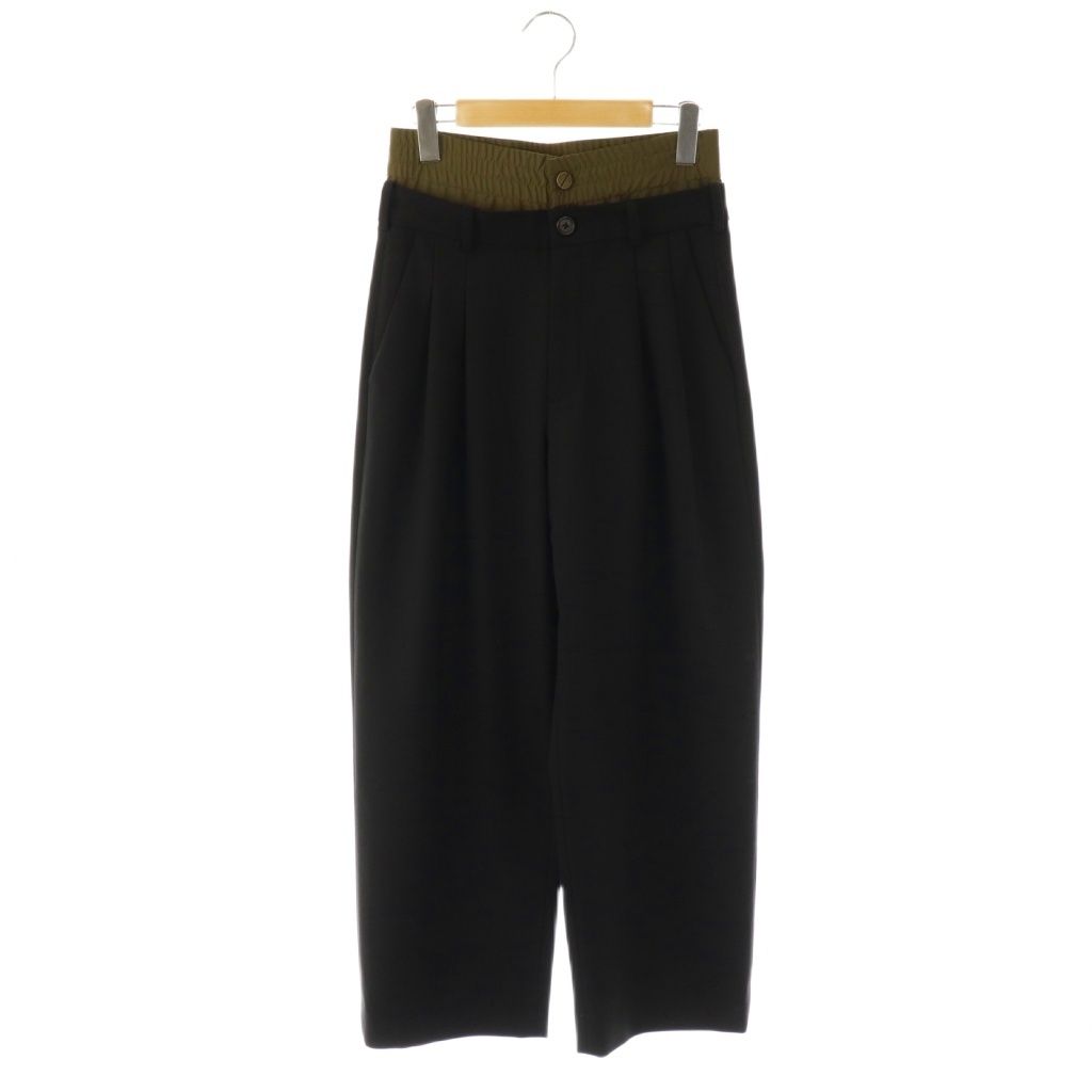 モンセ MONSE 23 SS レイヤード ワイドパンツ スラックス 0 ブラック カーキ ES GY 57