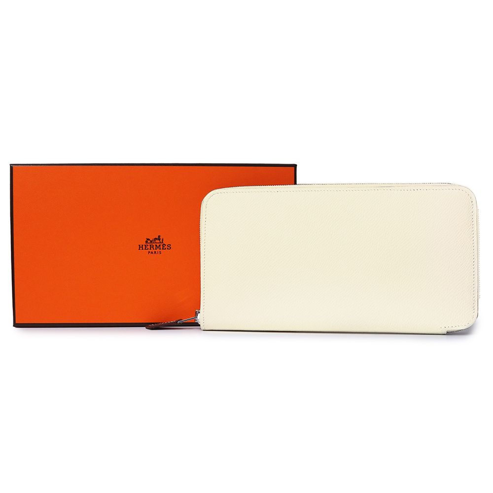 エルメス アザップ ロング シルクイン Lucky Daisy ラッキー デイジー ラウンドファスナー ジップ 長財布 ヴォーエプソン レザー ナタ チャイ ローズパープル ホワイト シルバー金具 U刻印 HERMES ♥品