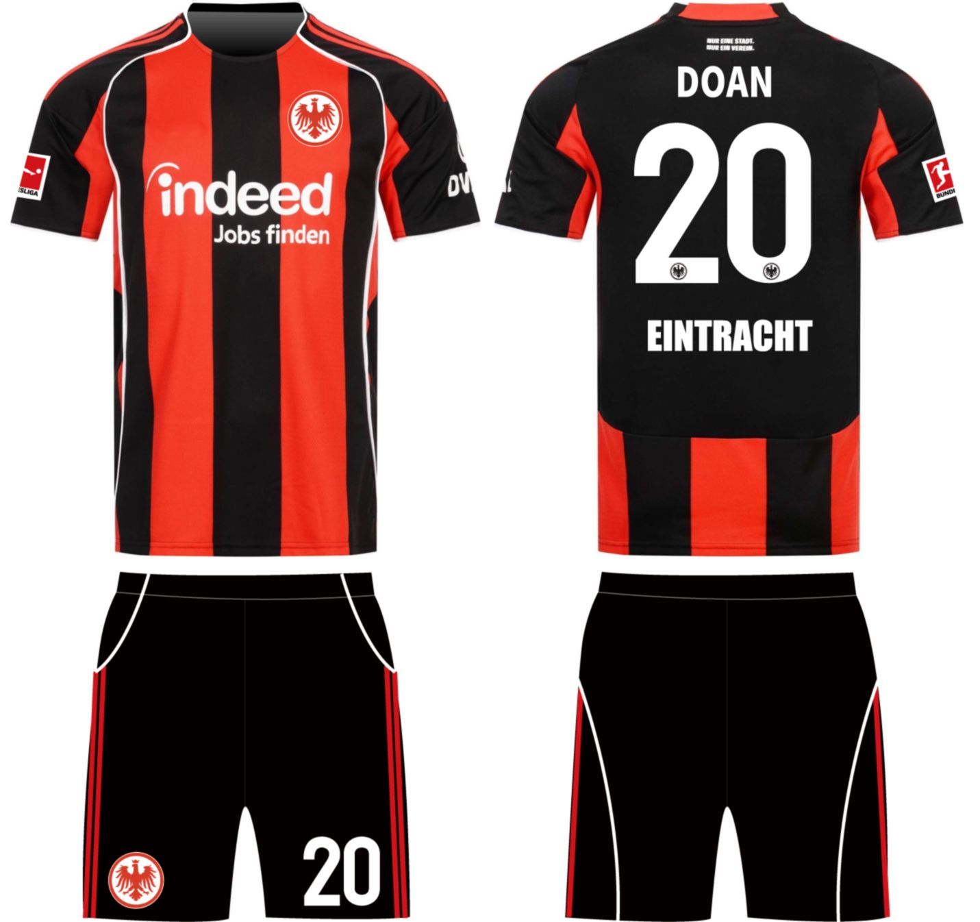 フランクフルトホーム サッカーユニフォーム 堂安仕様 DOAN 20番 2025