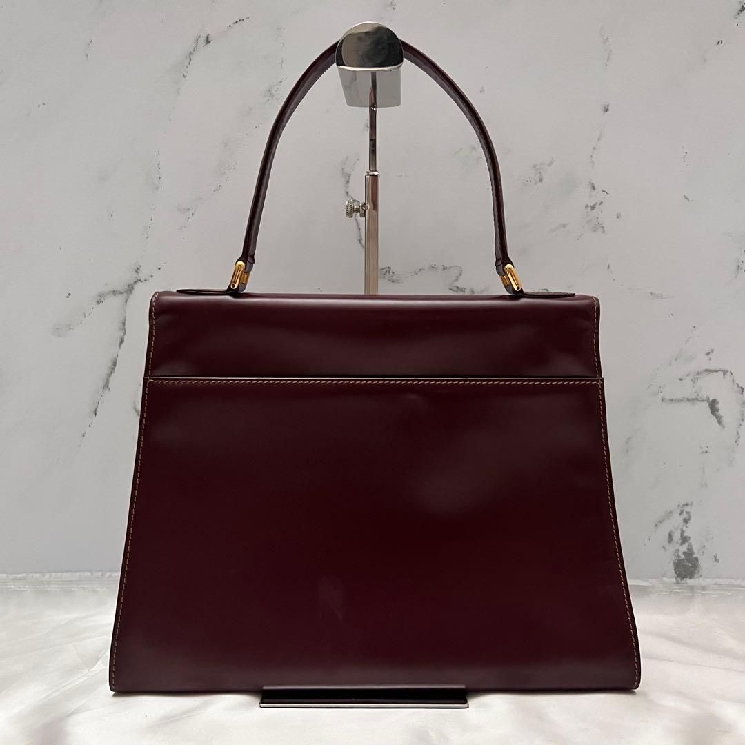 ◇極美品◇カルティエ マストライン ハンドバッグ ボルドー×ゴールド