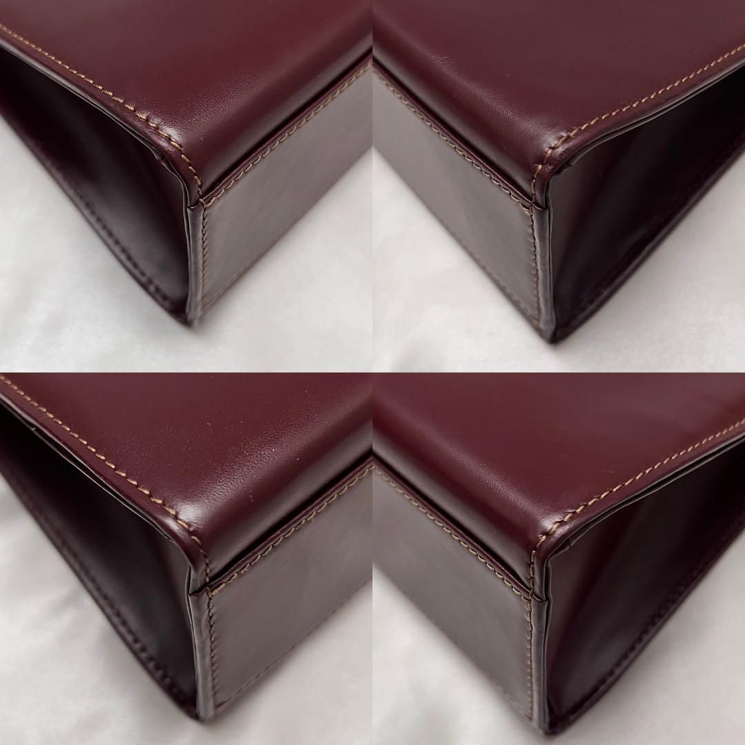 ◇極美品◇カルティエ マストライン ハンドバッグ ボルドー×ゴールド