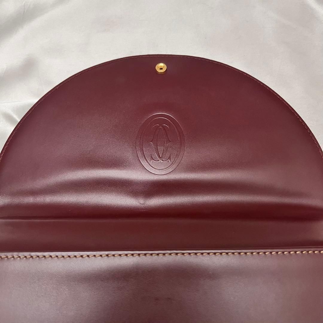 ◇極美品◇カルティエ マストライン ハンドバッグ ボルドー×ゴールド