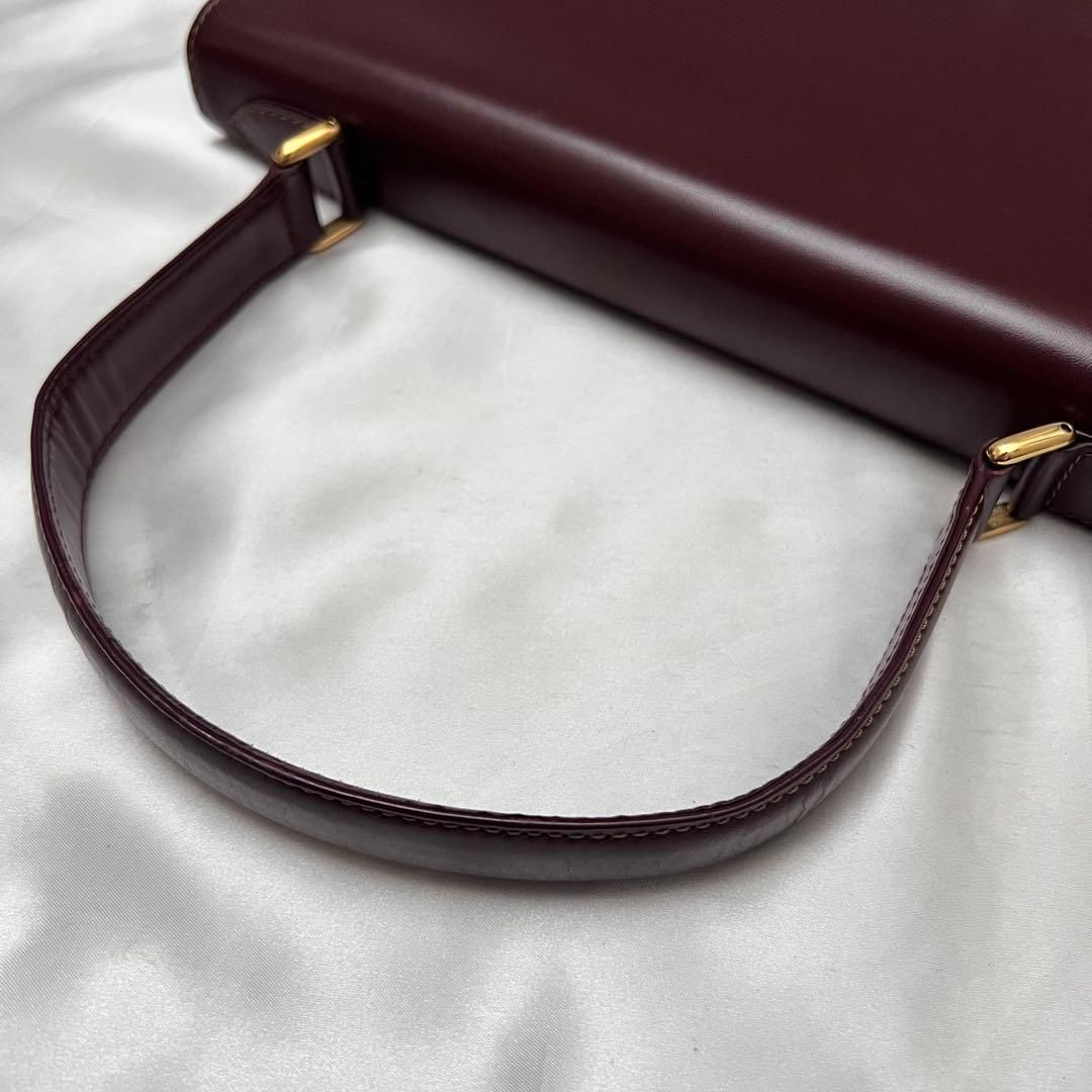 ◇極美品◇カルティエ マストライン ハンドバッグ ボルドー×ゴールド