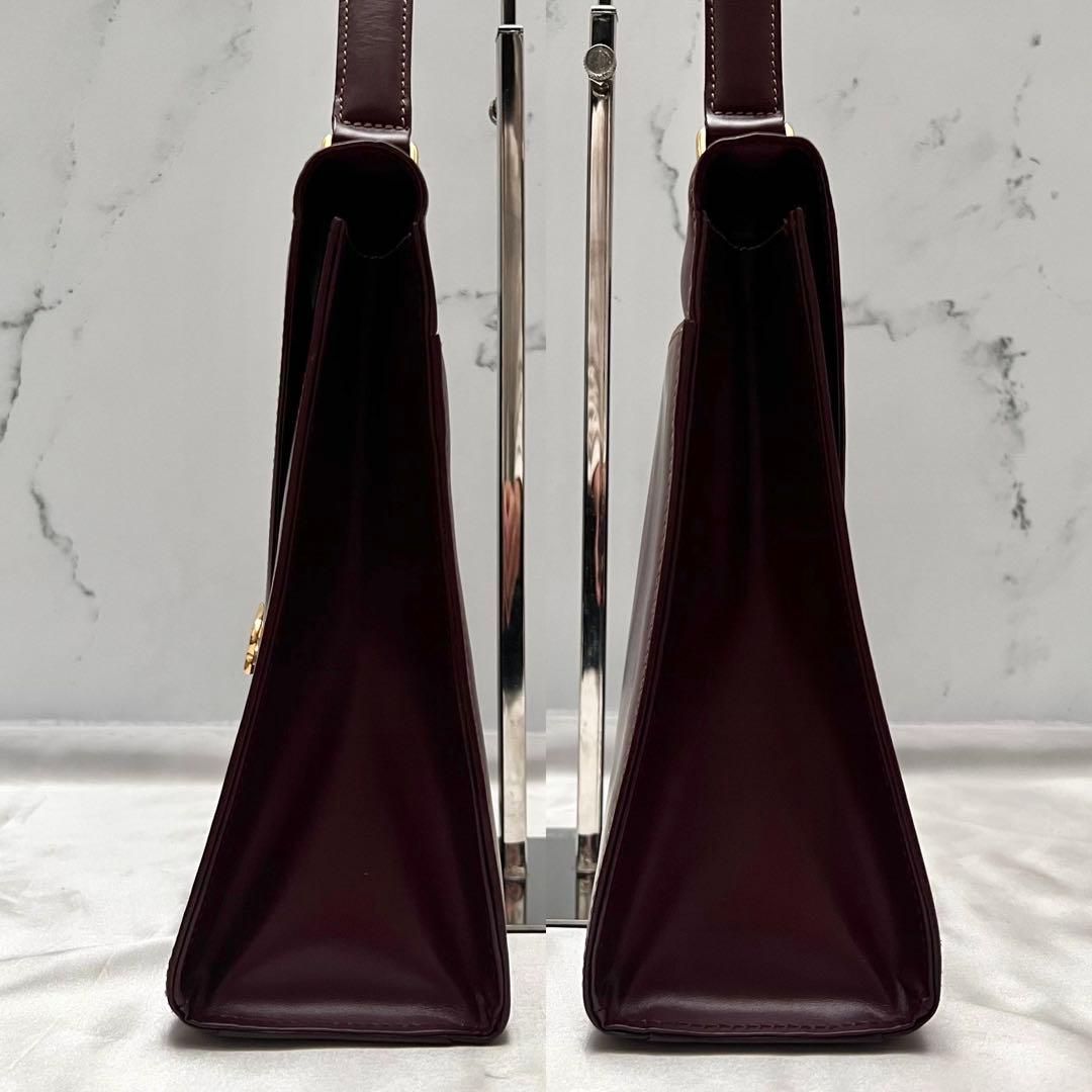 ◇極美品◇カルティエ マストライン ハンドバッグ ボルドー×ゴールド
