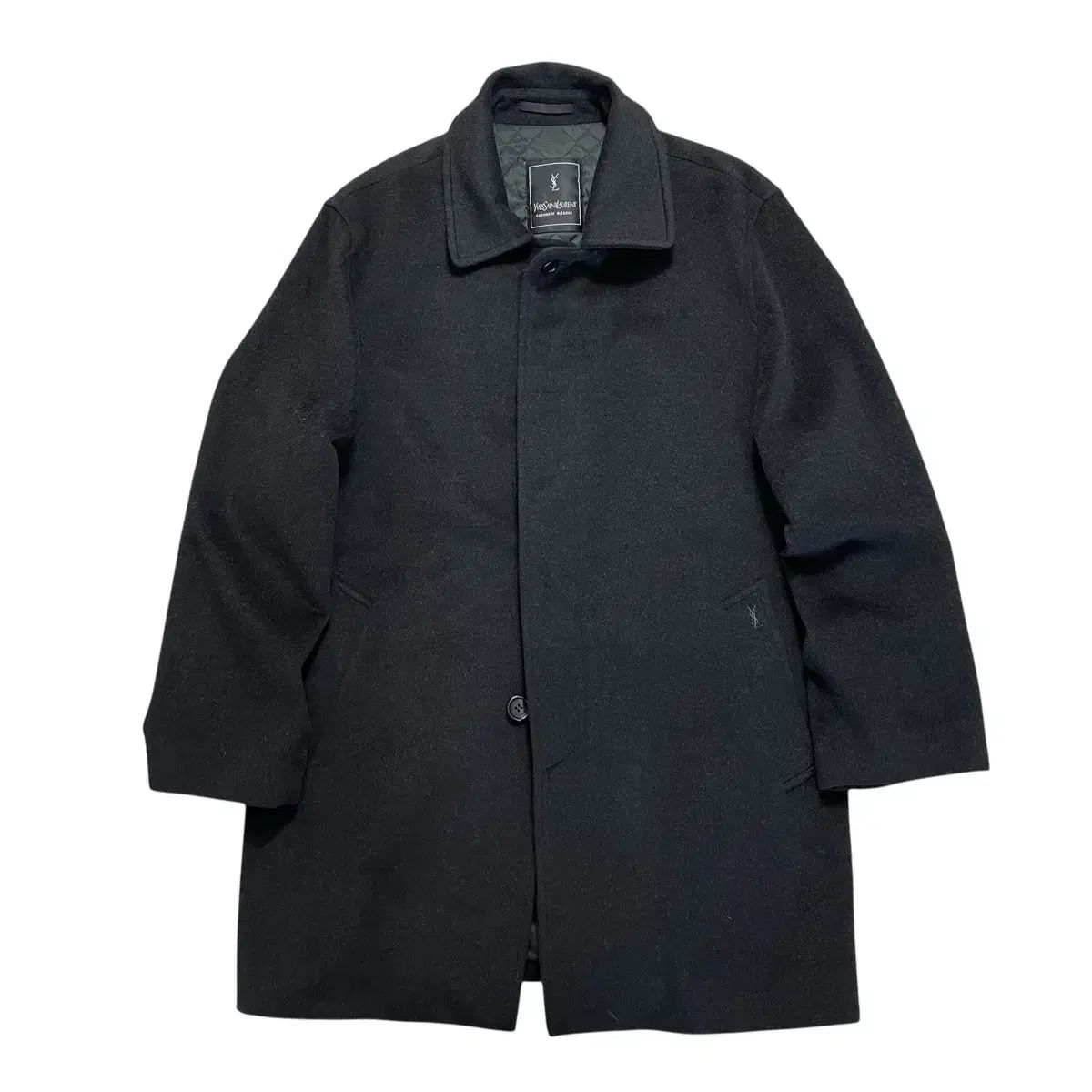 YVES SAINT LAURENT イヴ サンローラン カシミアブレンド ブラック コート