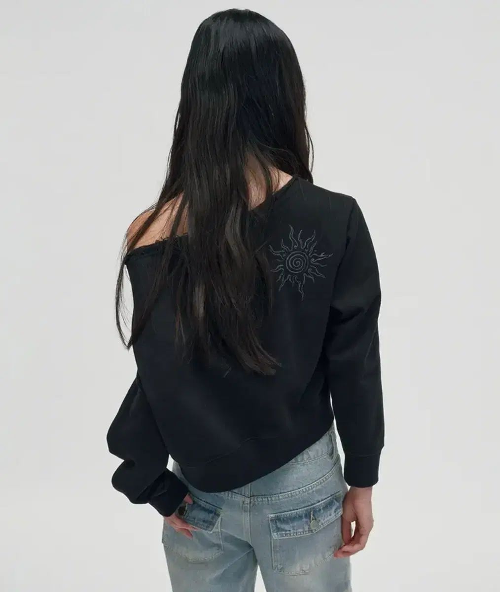 SUADE スウェード ショルダー クルーネック グレー ブラック