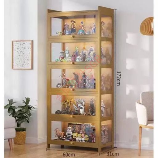 キャラクター収納ボックス ディスプレイスタンド キャラクタースタンド 大容量 組み立て式 多目的 耐久性 60x31x172cm 茶色