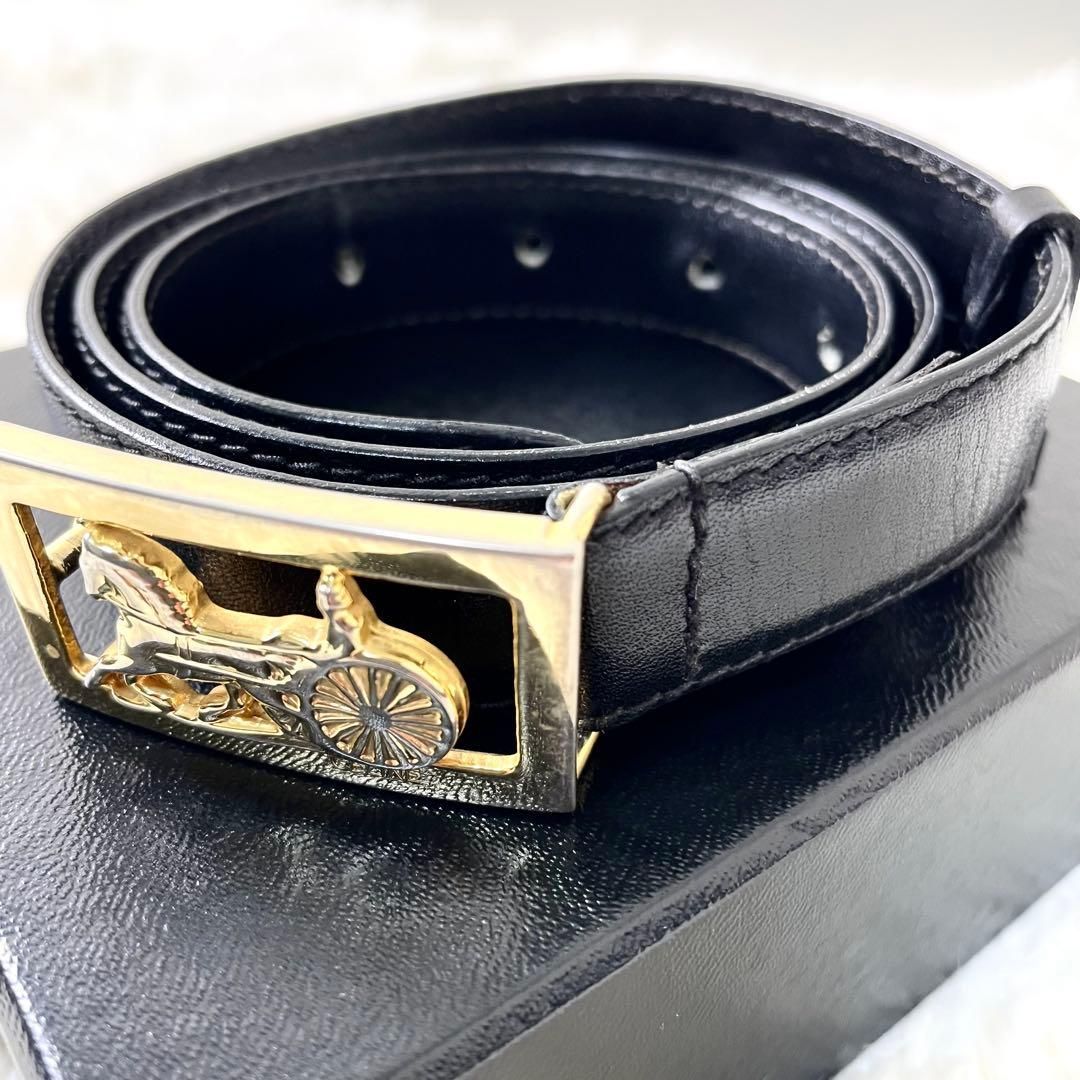 セリーヌ CELINE レディース ベルト 馬車金具 ブラック ゴールド