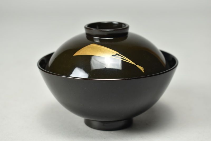 時代木製漆器　紅葉波に扇子見返し蒔絵　吸物椀　汁椀　懐石道具　6客揃　大正時代 時代木製漆器紅葉波に扇子見返し蒔絵吸物椀汁椀懐石道具6客揃大正時代