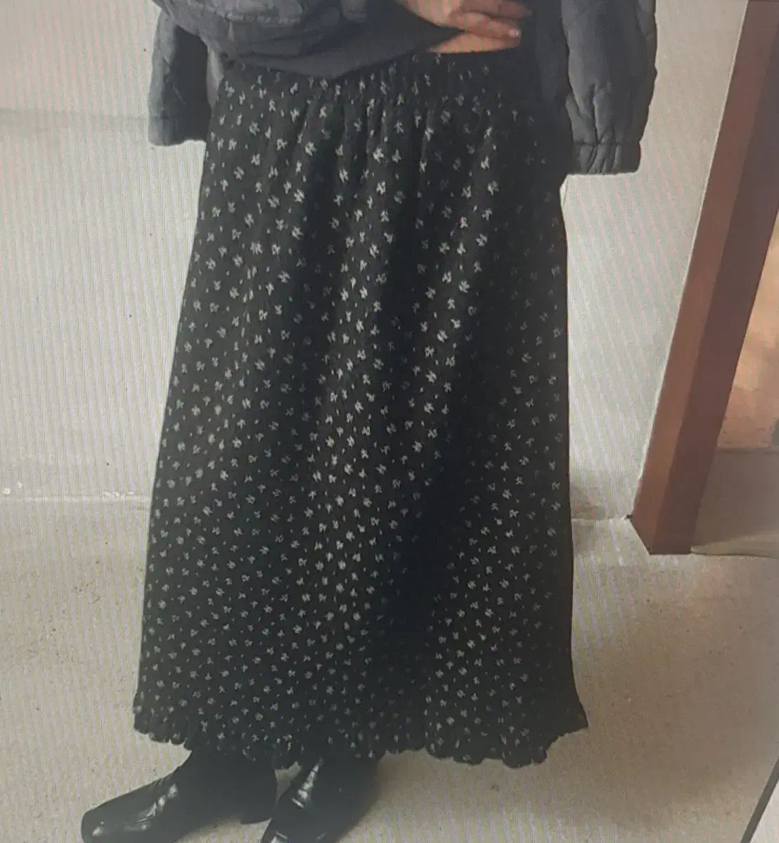 海外配送 冬 小花柄 ロング スカート フリル