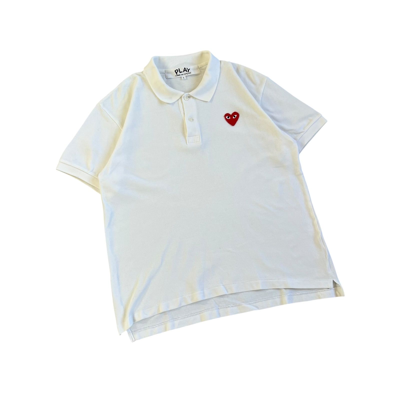 COMME des GARÇONS PLAY ホワイトポロシャツ L Comme Des Garçons Play