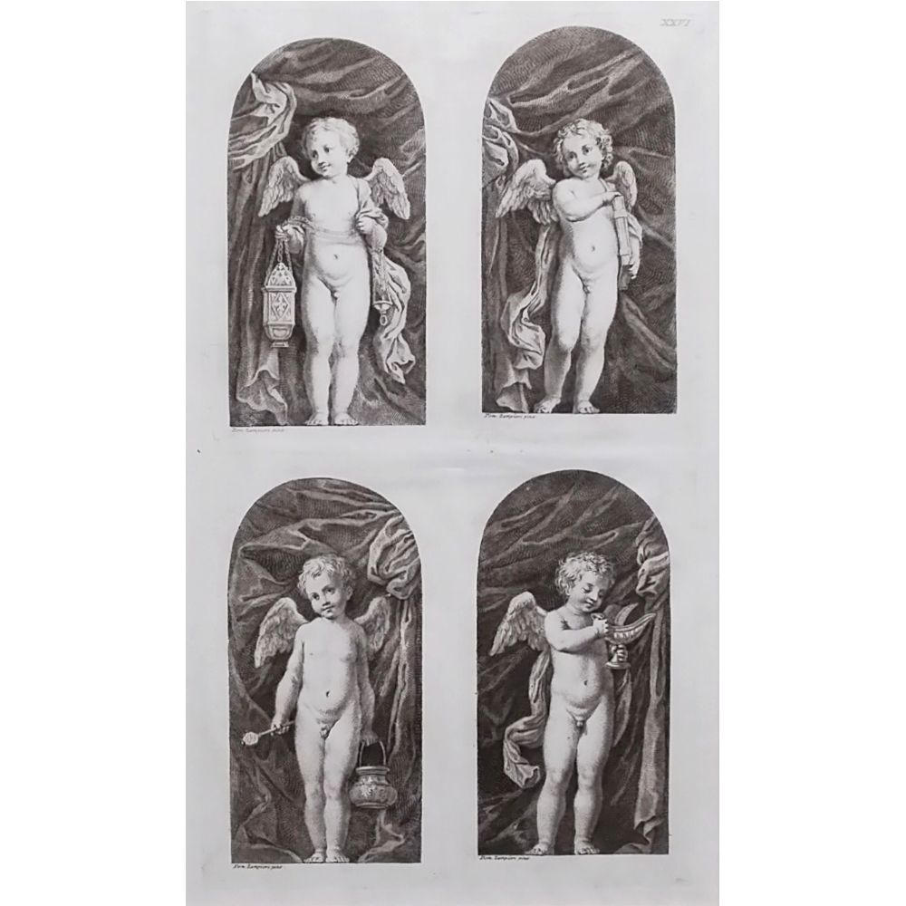 バルトロッツィ ドメニキーノ 4人の天使 銅版画 18世紀 1762年
