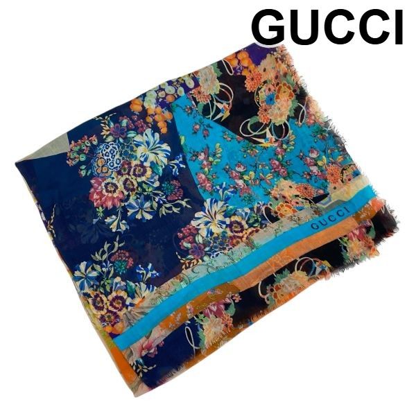 GUCCI グッチ フローラ 大判 ストール ショール 花柄 ウール製 GUCCI グッチ フローラ 大判 ストール ショール 花柄 ウール製 GUCCI