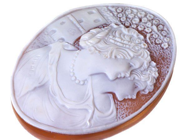 ジュエリー極】作家品サイン有り 華やかな2人の女性の彫刻 高級シェル