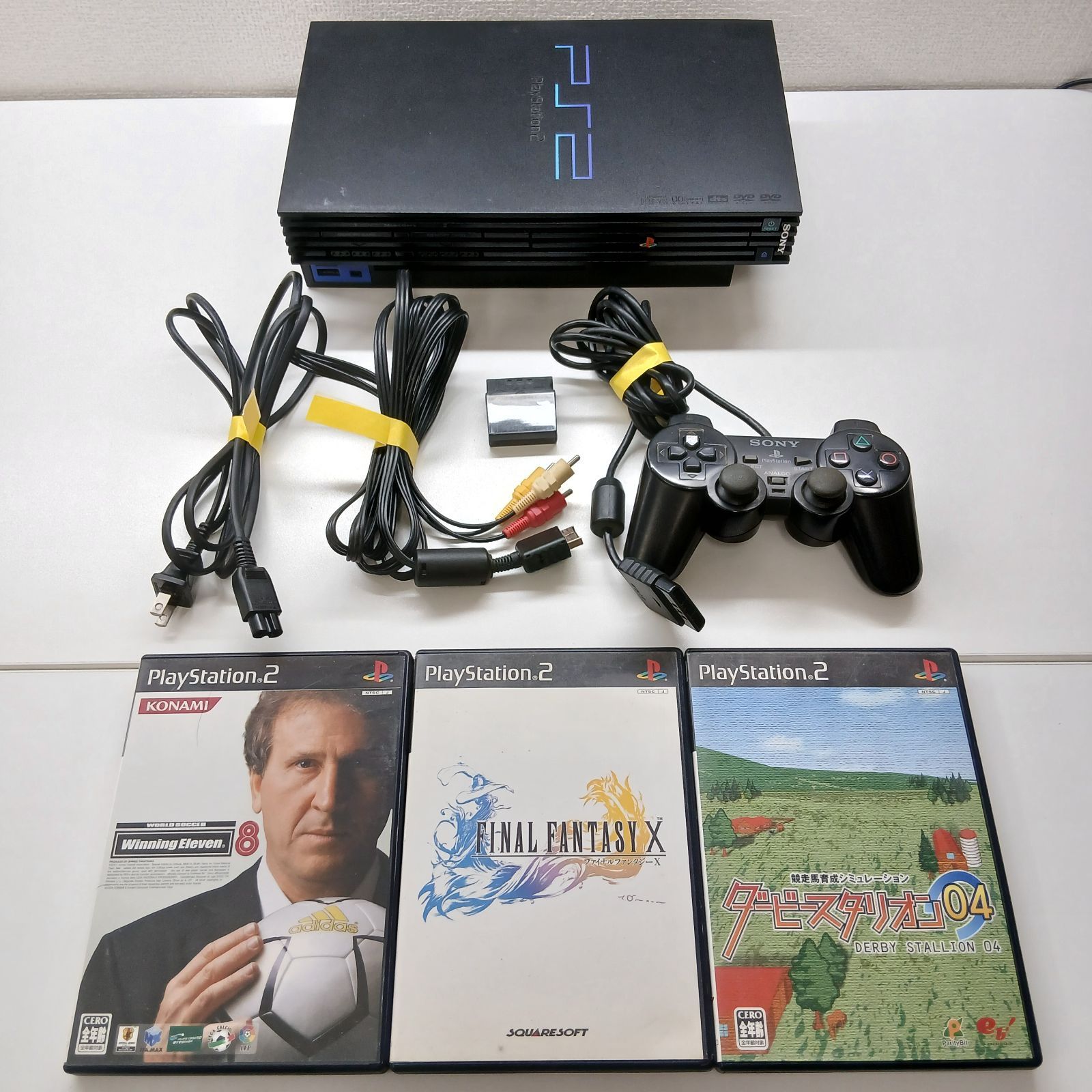 プレイステーション2本体 ソフト3本 ウイニングイレブン8 ダービースタリオン04 ファイナルファンタジー10 セット