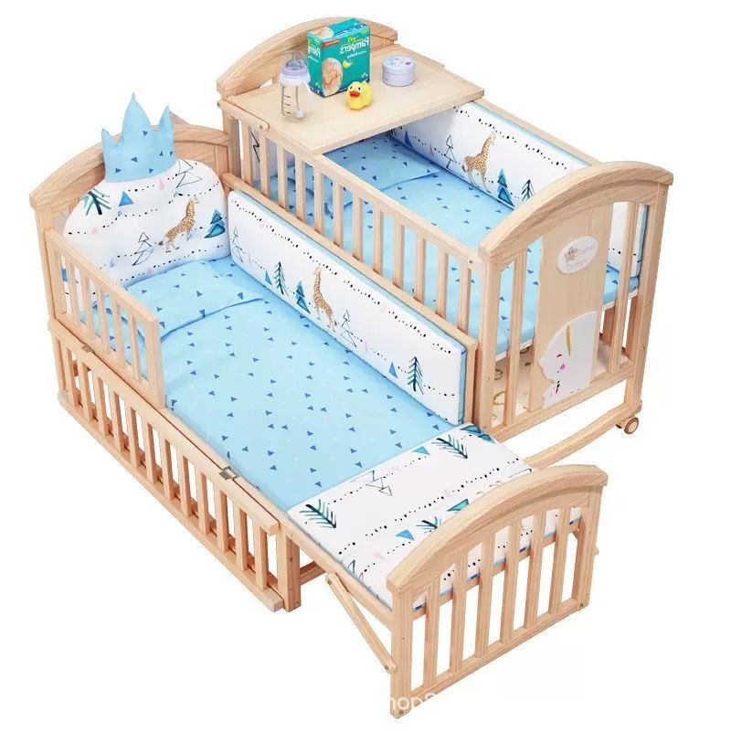 大好評 ベビー ベッド 木製 すのこ 高さ調節 ベビー用品 孫 出産祝い 添い寝 ゆりかご 子供用 新生児 赤ちゃん かや 蚊帳 キャスター付 ハイ タイプ