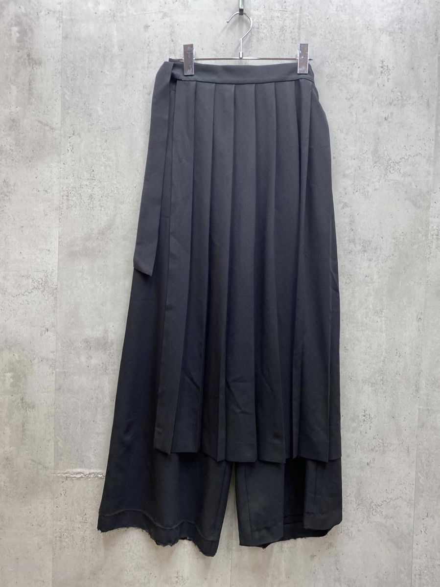訳あり Pinky＆Dianne ピンキー＆ダイアン プリーツレイヤードパンツ 巻きスカート ワイドパンツ パンツ size 36|黒 ◎レディース