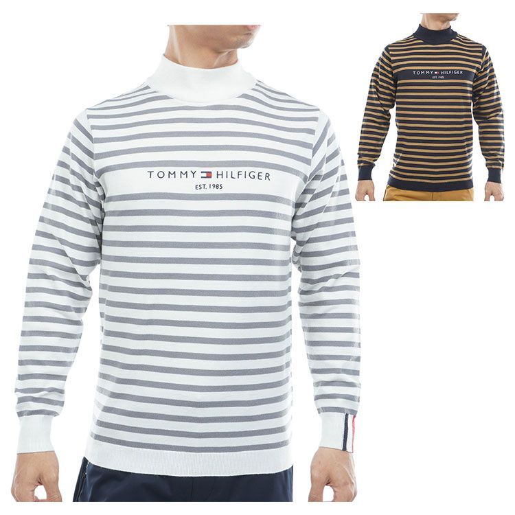 トミーヒルフィガーゴルフ(  GOLF)ゴルフウェア 保温 ボーダー 長袖 ハイネックニット THM… トミーヒルフィガー ゴルフ セーター メンズ 長袖 ニット ハイネック