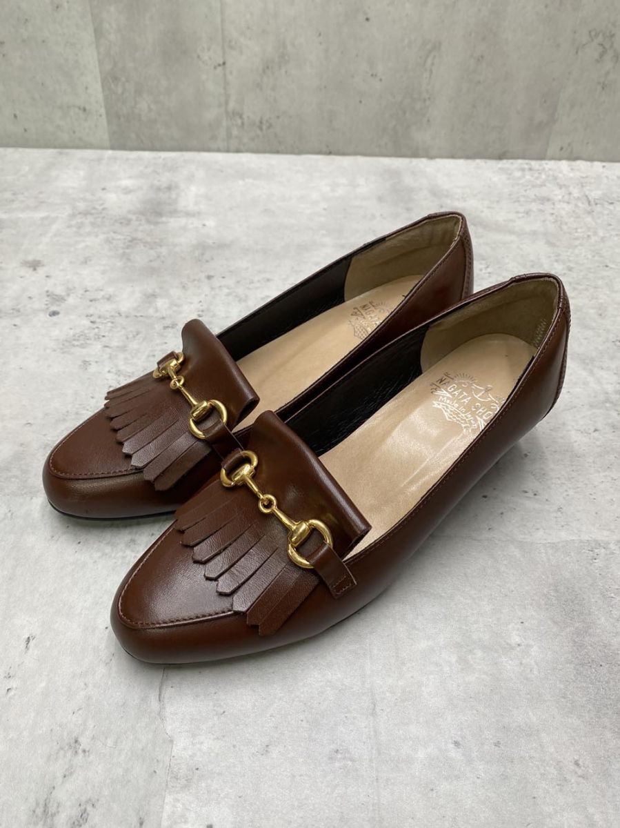 NAGATA SHOES 長田靴職人 本革ビットローファー ローヒール シューズ size 23 5 茶色 レディース