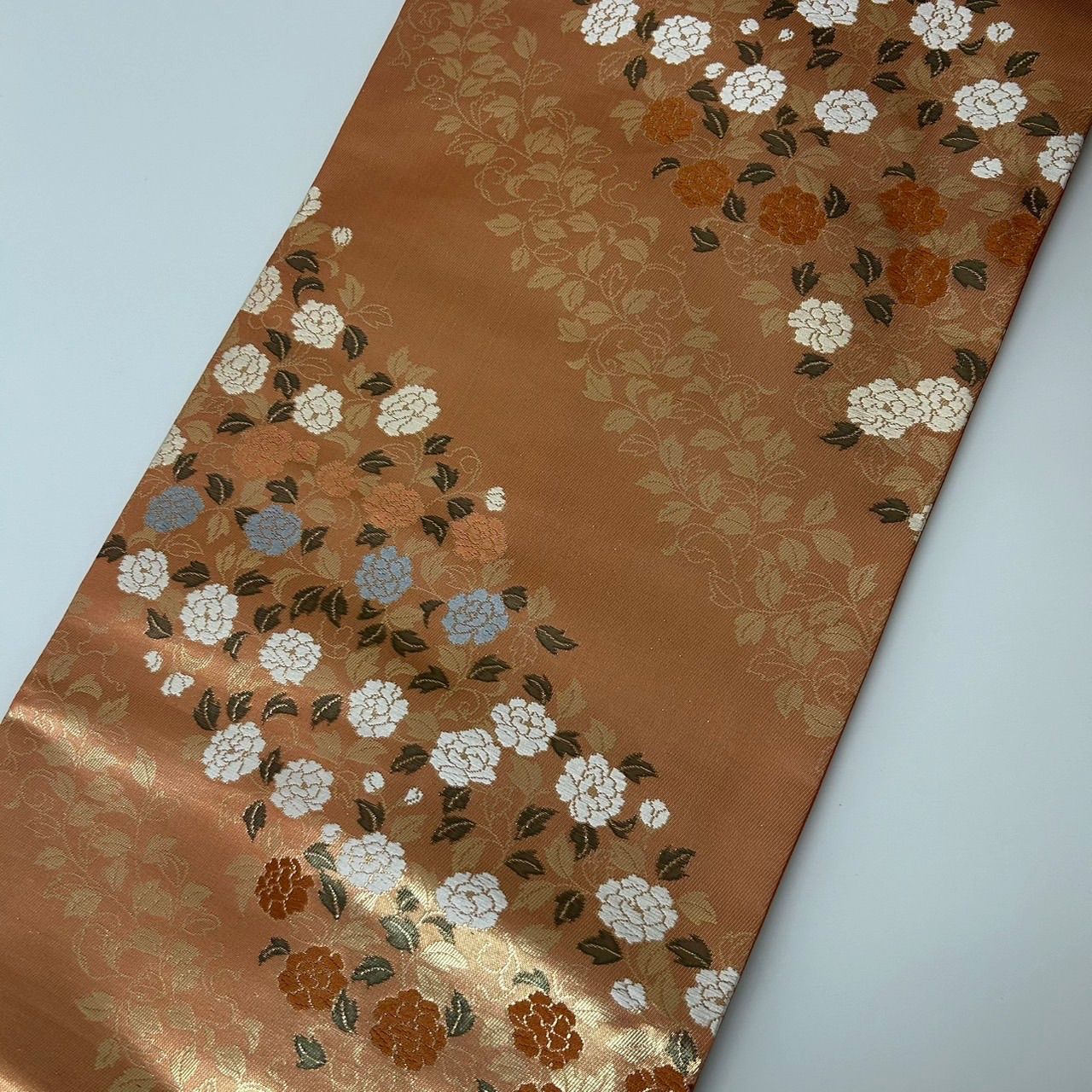 名古屋帯 正絹 花唐草 美しい加工 九寸 MA-1600 - メルカリ