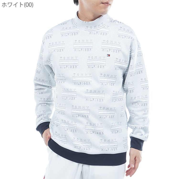 トミーヒルフィガー ゴルフ スウェット メンズ 長袖 モックネック ニット トレーナー カットソー ストレッチ ゴルフウェア ブランド 無地 ロゴ 秋 冬 THMA 575