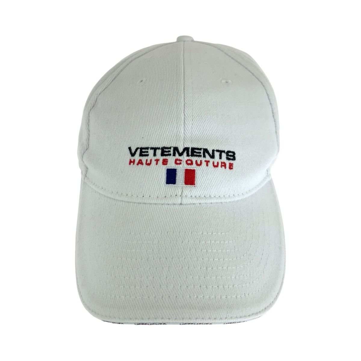 VETEMENTS ホワイト ベースボールキャップ 美品 VETEMENTS ヴェトモン フリーサイズ ホワイト コットン キャップ
