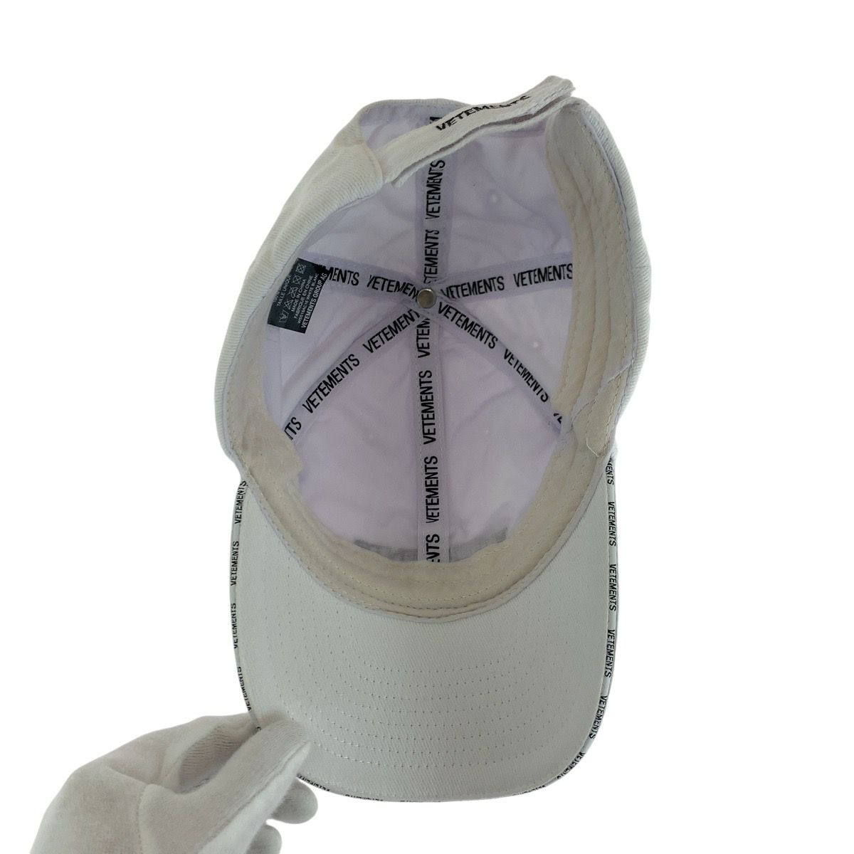 美品 VETEMENTS ヴェトモン フリーサイズ ホワイト コットン キャップ
