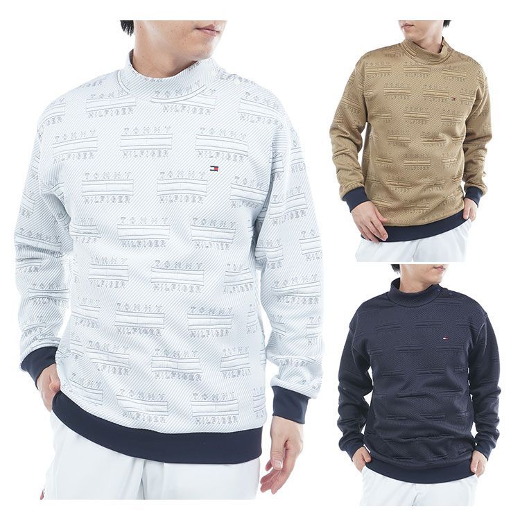 トミーヒルフィガー ゴルフ スウェット メンズ 長袖 モックネック ニット トレーナー カットソー ストレッチ ゴルフウェア ブランド 無地 ロゴ 秋 冬 THMA 575