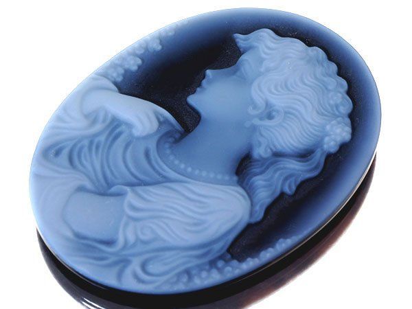 ジュエリー極】上品な女性の彫刻 高級ブルーストーンカメオルース 39.7